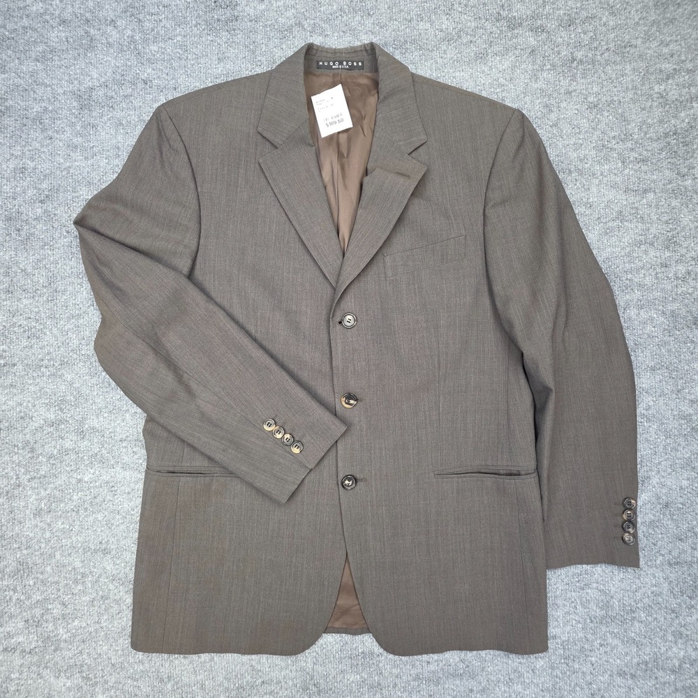 Vintage Hugo Boss Blazer Jacket Men's 38/S Brown 100% Wool Made USA NWT
